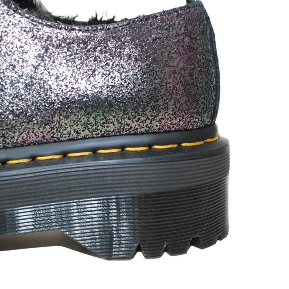 Dr Martens 1461 Quad FL Platform Oxford Purple Glitter Fur Lined Women's 7 NEW! - Picture 5 of 9